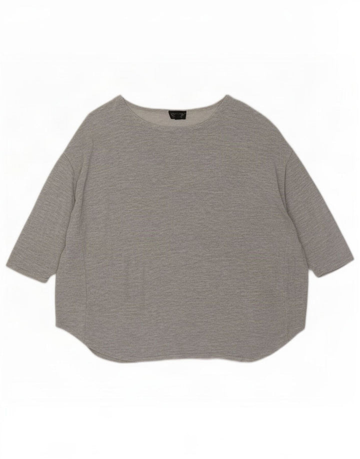 Topshop damski top oversize z rękawem 3/4 UK 12, średnioszara wiskoza