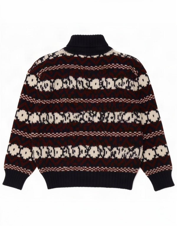 Męski sweter z golfem w stylu vintage, średni, wielobarwny, Fair Isle