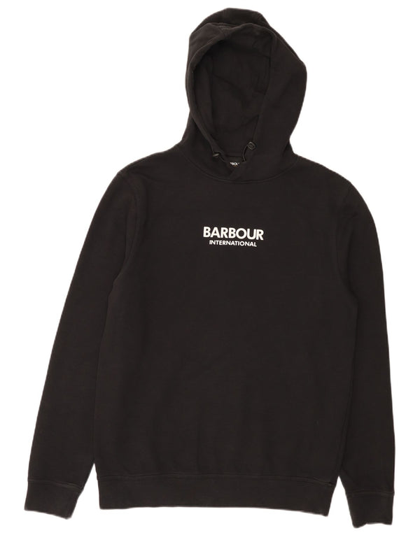 Męski sweter z kapturem i grafiką Barbour, mały, czarny, bawełniany