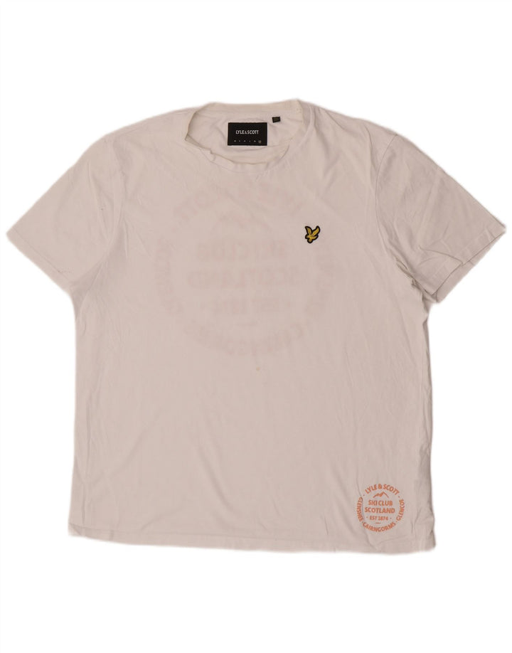 Męska koszulka z grafiką Lyle & Scott, 2XL, biała bawełna