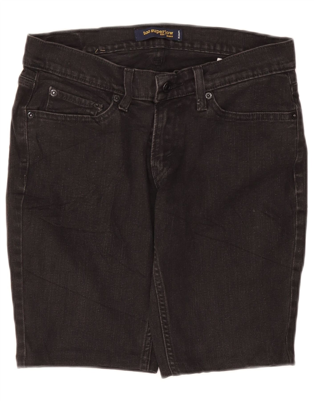 Damskie spodenki jeansowe LEVI'S 524 Super Low US 7 Medium W30 Szara bawełna