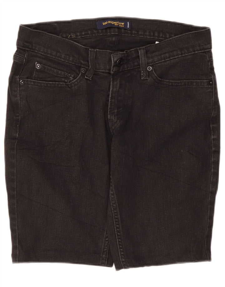 Damskie spodenki jeansowe LEVI'S 524 Super Low US 7 Medium W30 Szara bawełna