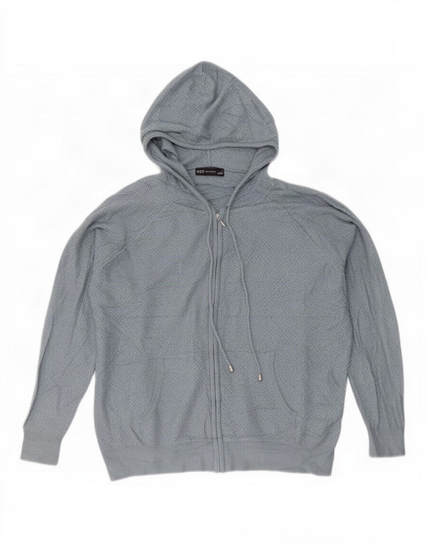 Marks & Spencer Damski sweter oversize z kapturem, UK 16, duży niebieski