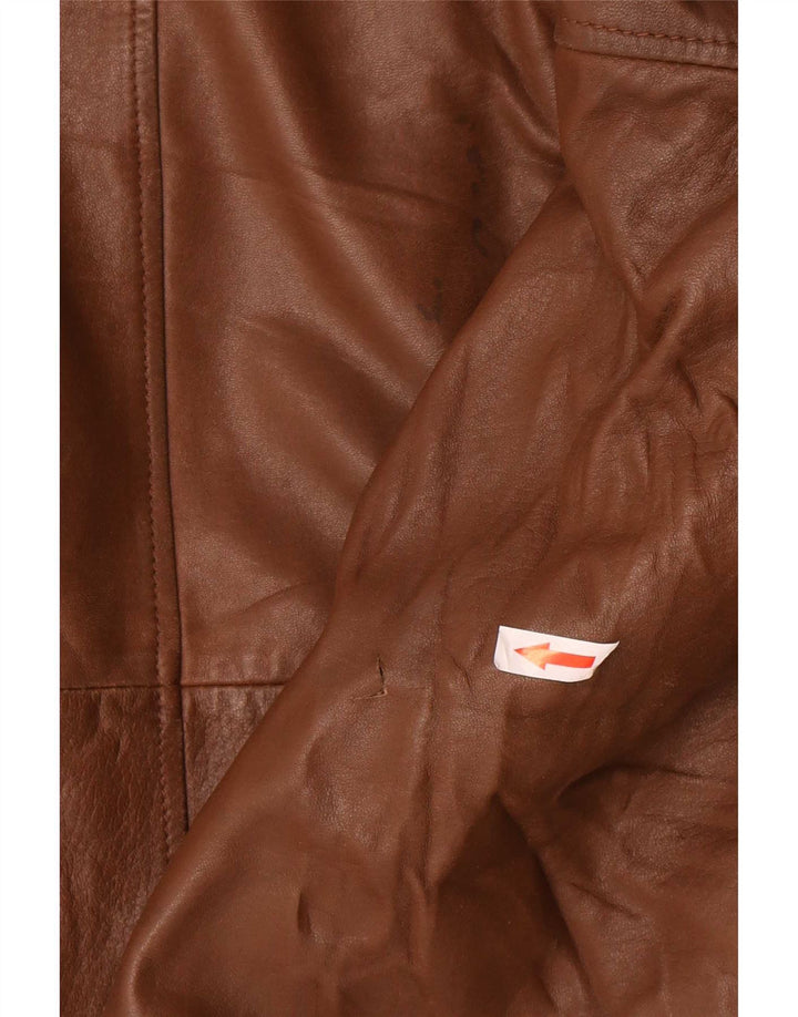 Vintage damski płaszcz skórzany IT 50 XL brązowy