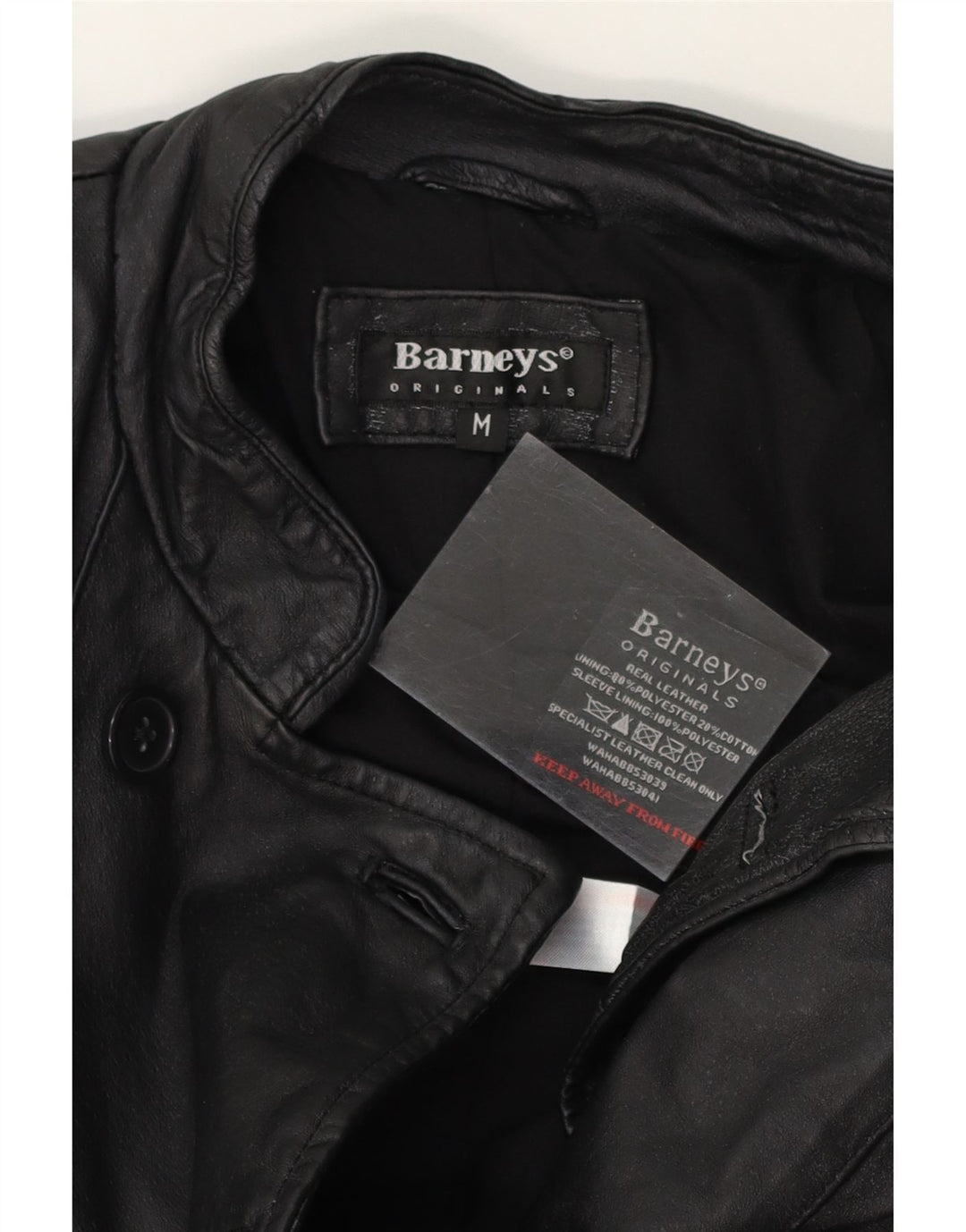 BARNEYS Womens Military Leather Jacket UK 12 Medium Black Leather Vintage BARNEYS and Second-Hand BARNEYS from Messina Hembry 