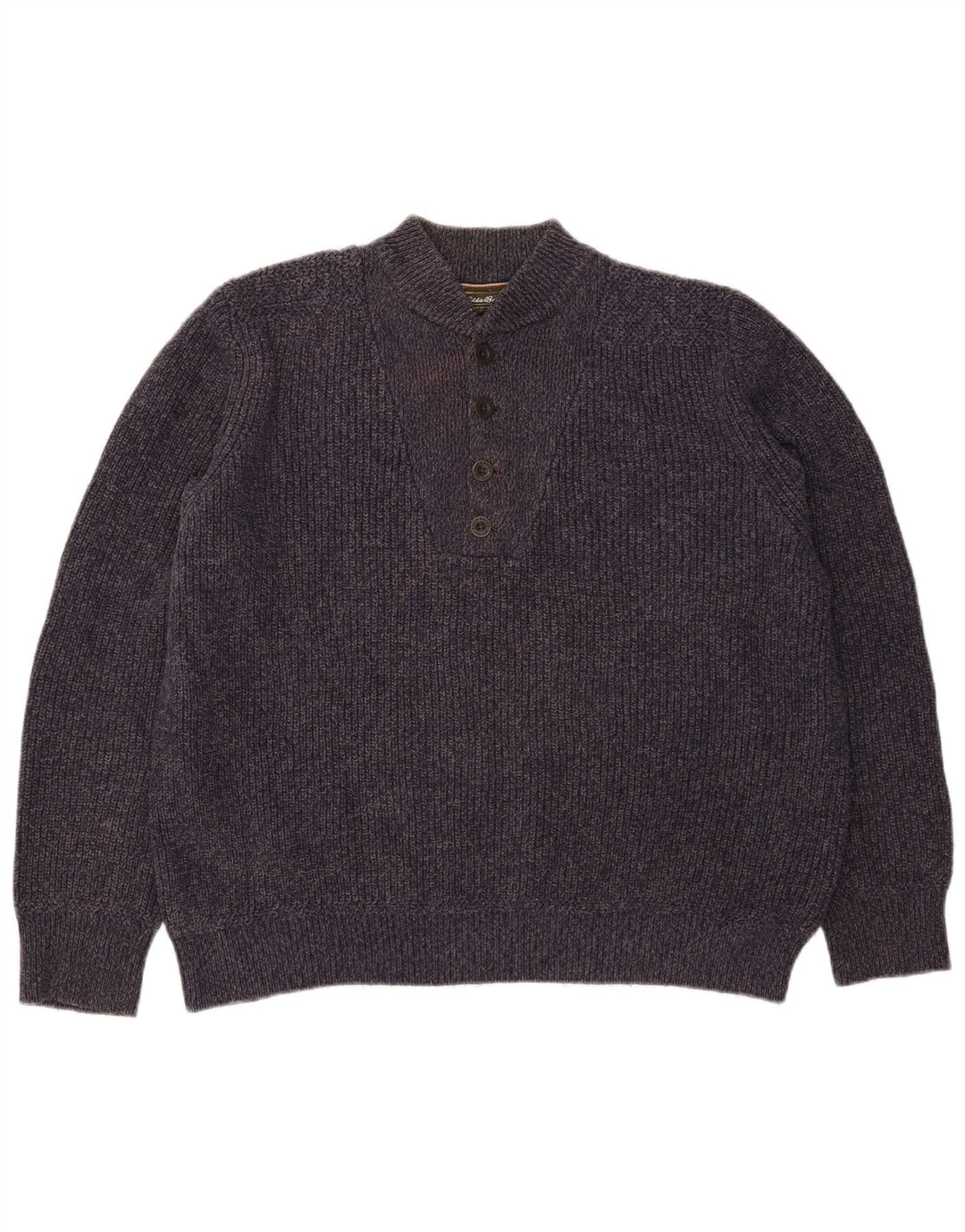 Męski sweter zapinany na guziki Eddie Bauer, duży, bawełniany w granatowe plamki