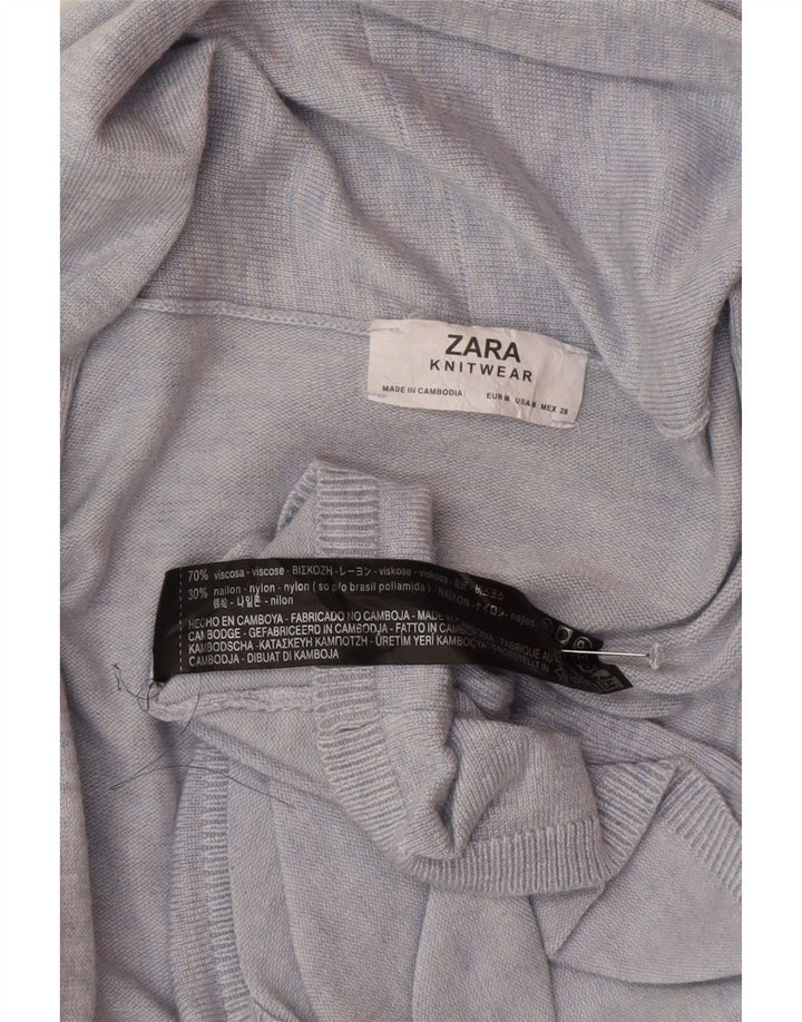 Damski sweter o przedłużonym fasonie Zara UK 14, średni niebieski, wiskoza