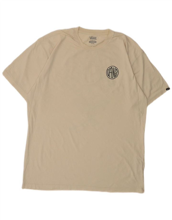 Męska koszulka t-shirt Vans o klasycznym kroju, XL, bawełniana w kwiaty w kolorze złamanej bieli