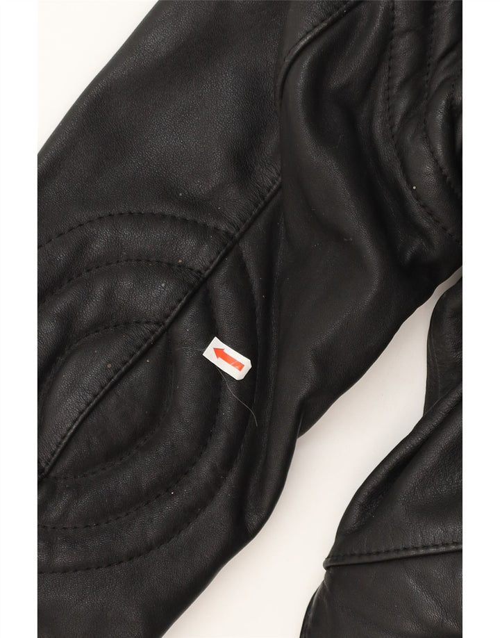 Vintage męska skórzana kurtka motocyklowa EU 48, średnia czarna skóra