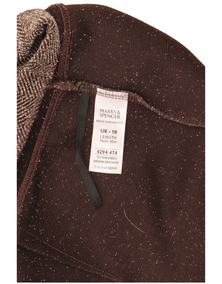 Marks & Spencer Damska spódnica midi UK 18 XL W36 Brązowa, poliester w jodełkę