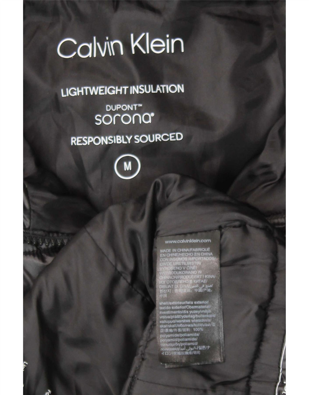 Damska ocieplana kurtka z kapturem Calvin Klein UK 14, średni czarny poliamid