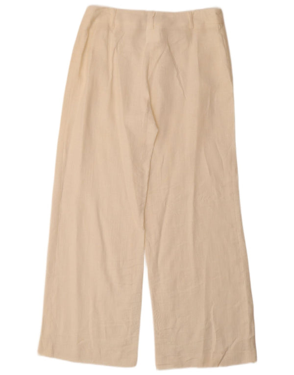 Vintage damskie spodnie garniturowe z wysokim stanem UK 14 Large W30 L30 Off White