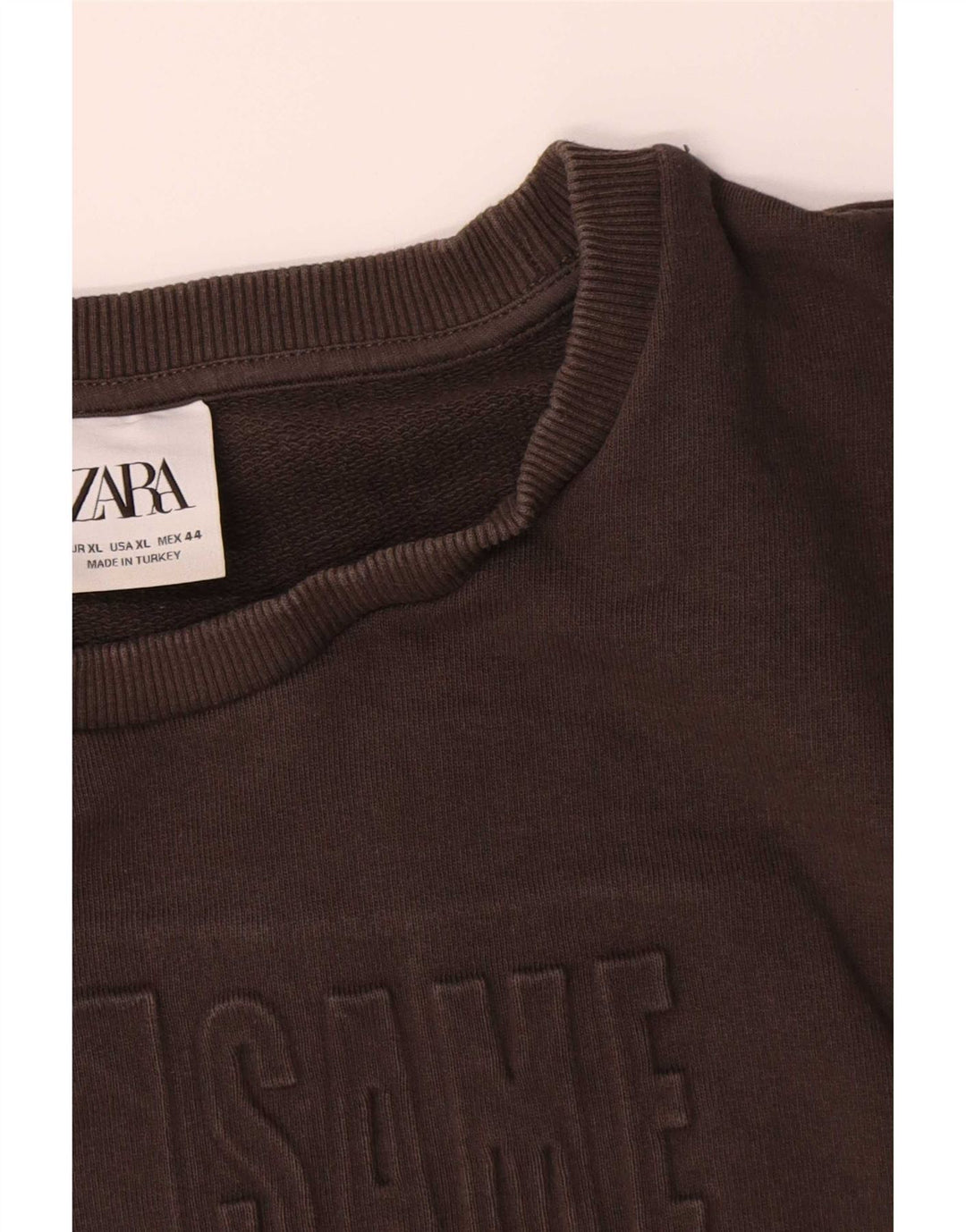 Męski sweter z grafiką Zara XL, brązowy, bawełniany