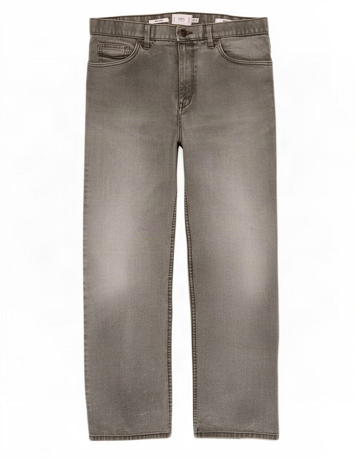 Marks & Spencer Męskie jeansy ze stretchem, proste, W34 L31, szare, bawełniane