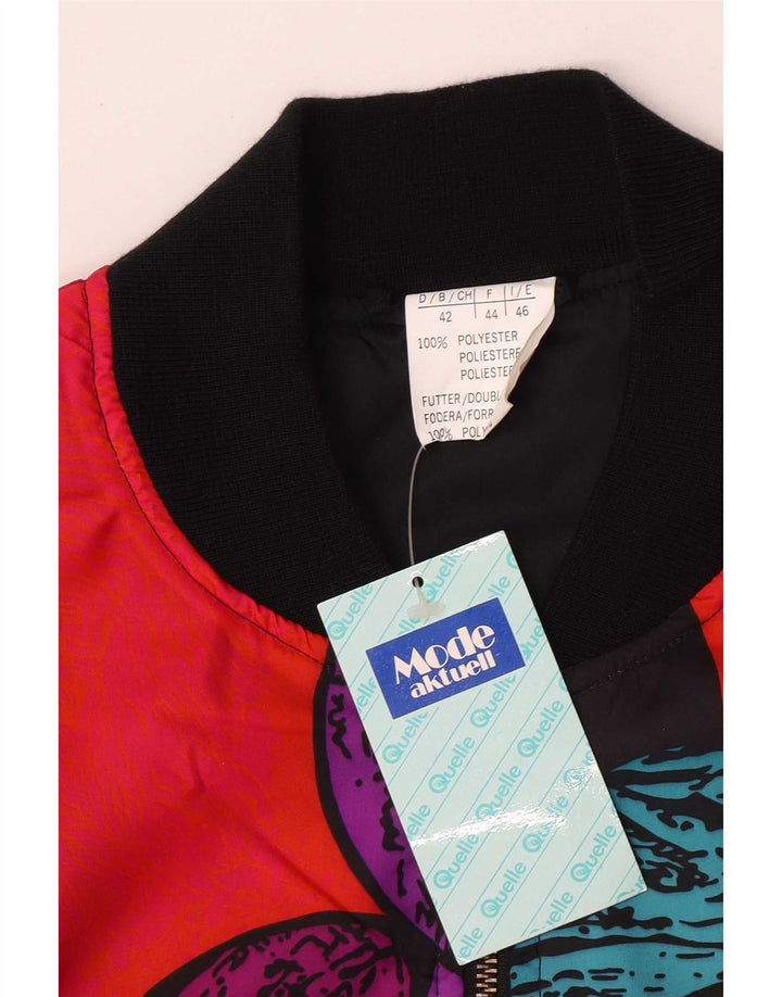 Damska kurtka bomber w stylu vintage w abstrakcyjny wzór IT 46, duża, wielobarwna