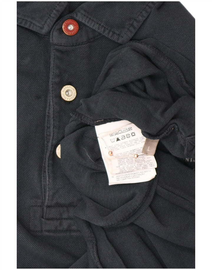 Męska koszulka polo NAPAPIJRI z grafiką, duża, granatowa, bawełniana