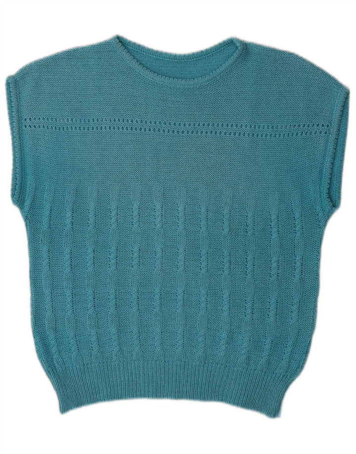 Vintage damski podkoszulek bez rękawów IT 48 XL niebieski