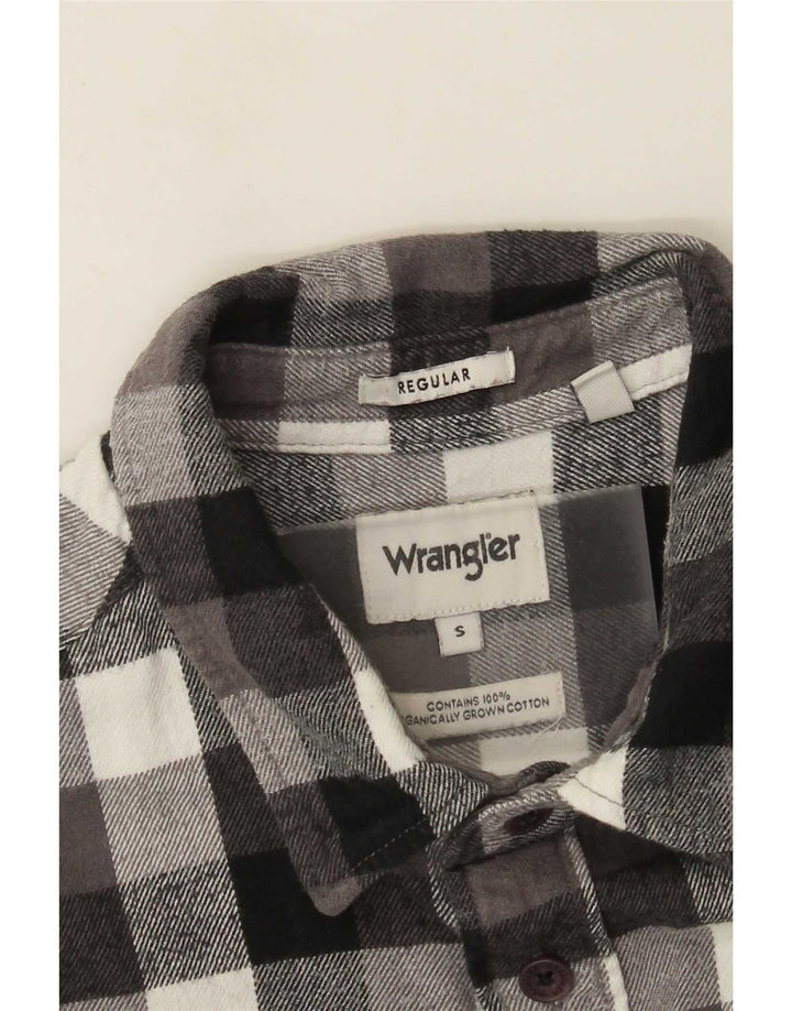 Męska koszula flanelowa Wrangler o regularnym kroju, mała, szara, bawełniana w kratkę