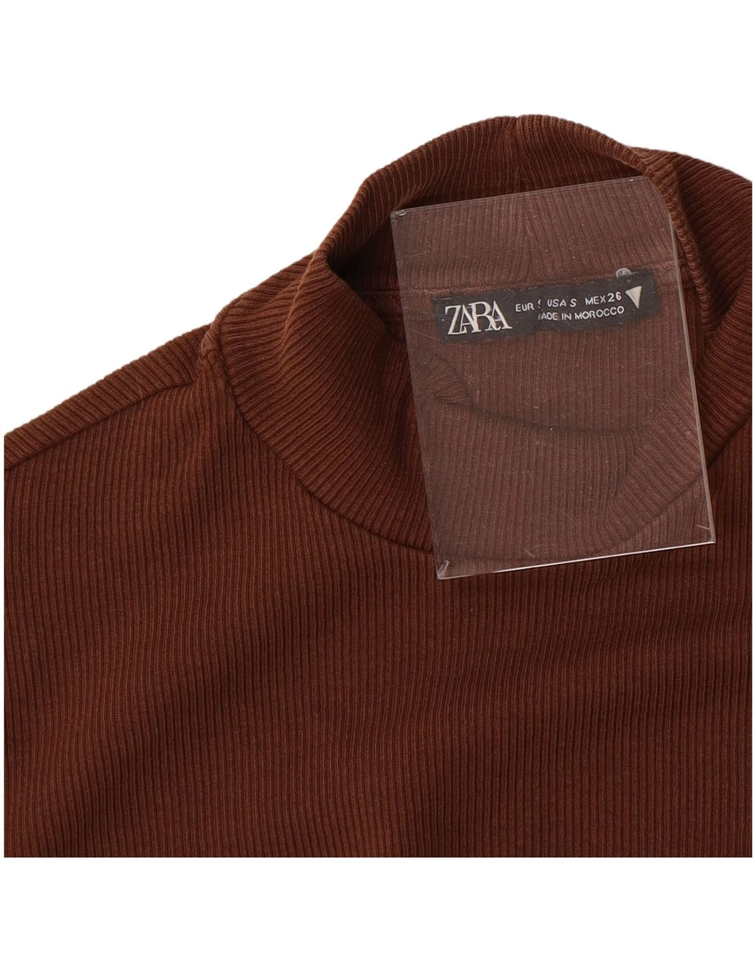 ZARA Womens Crop T-Shirt Top UK 8 Small Brown