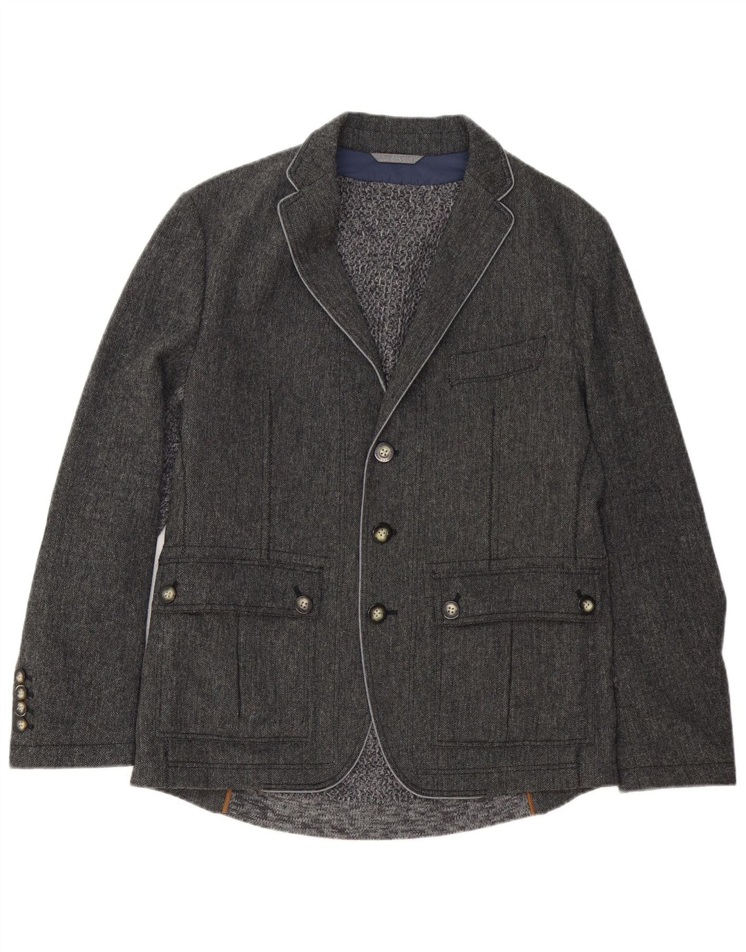 Męska marynarka zapinana na 3 guziki HUGO BOSS EU 50, duża, szara jodełka