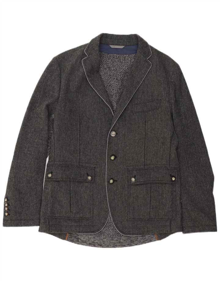 Męska marynarka zapinana na 3 guziki HUGO BOSS EU 50, duża, szara jodełka