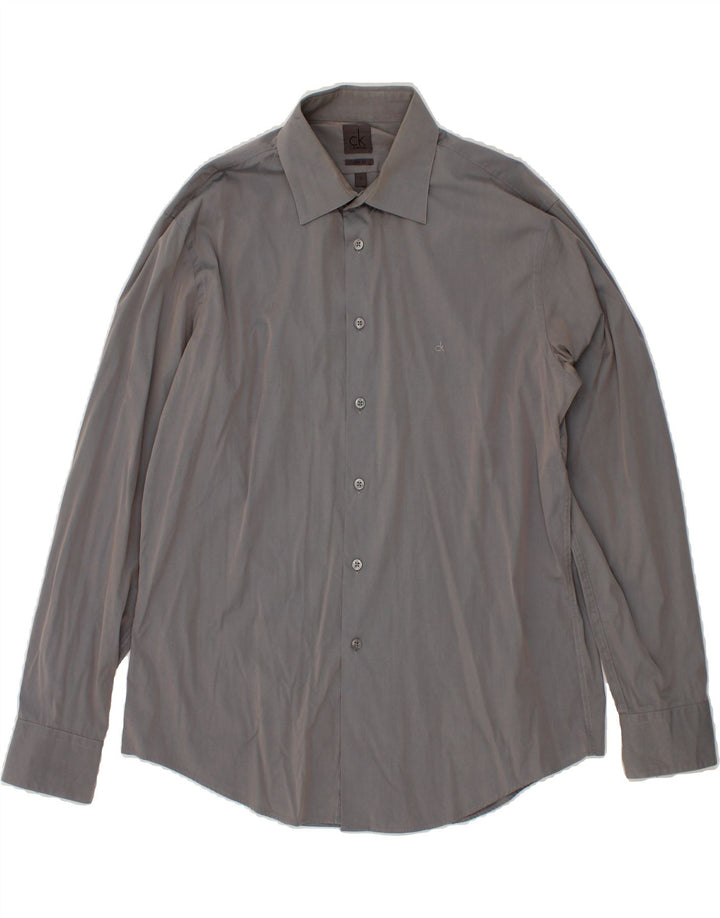 CALVIN KLEIN Mens Slim Fit Shirt Size 43 17 XL Grey Vintage Calvin Klein and Second-Hand Calvin Klein from Messina Hembry 