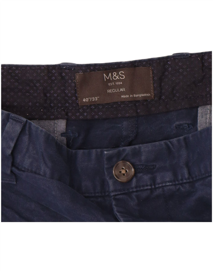 Marks & Spencer Męskie proste spodnie chino W40 L33 granatowe