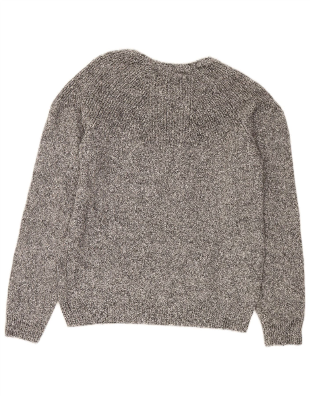 Męski sweter Zara z dekoltem w łódkę, średnioszary, wełniany w cętki