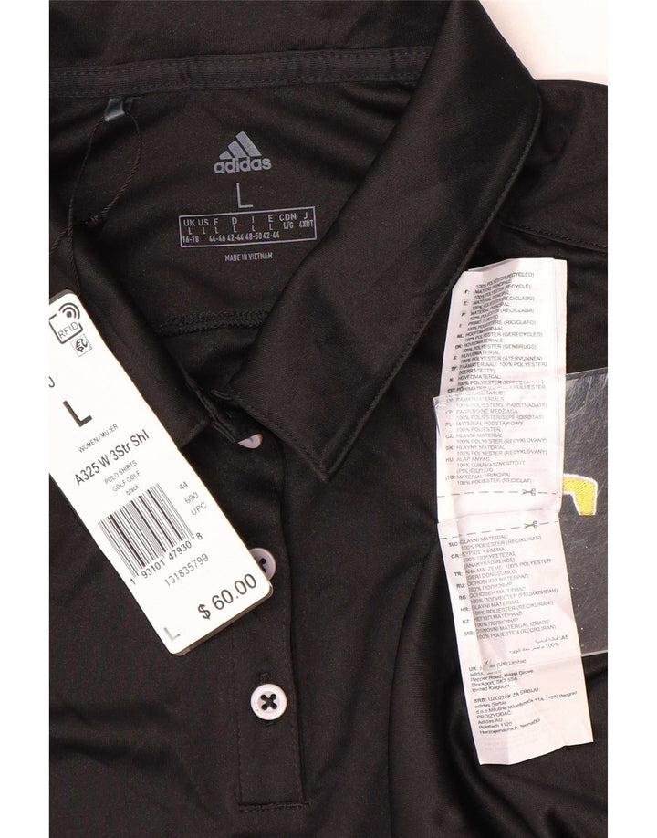 Damska koszulka polo Adidas UK 16/18, duża, czarna, poliester