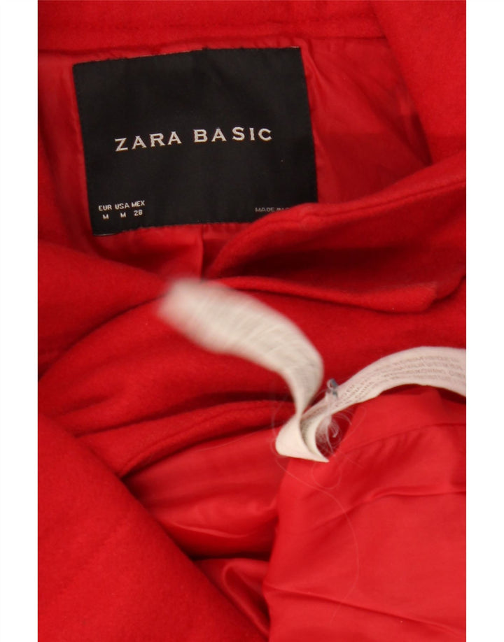 Płaszcz damski ZARA UK 12 Średni czerwony wełniany