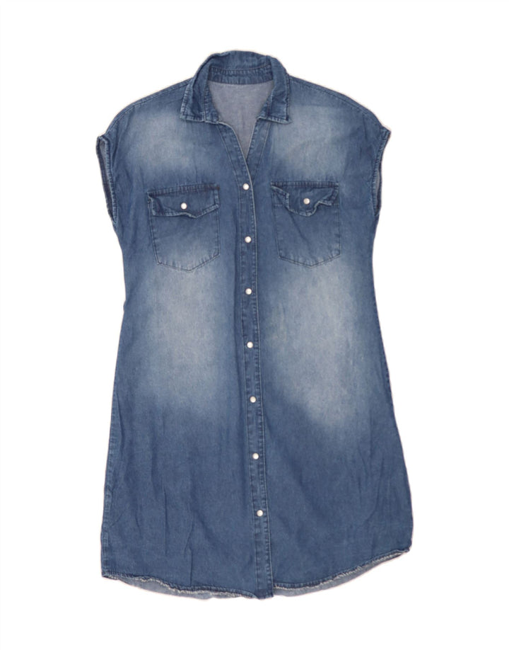 VINTAGE Womens Denim Dress UK 14 Medium Blue Vintage Vintage and Second-Hand Vintage from Messina Hembry 