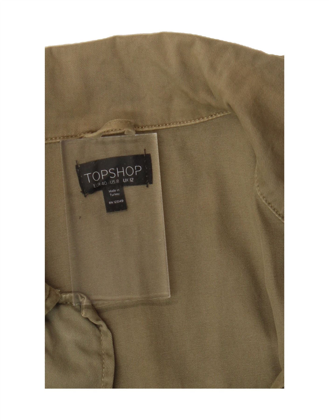 TOPSHOP Womens Military Jacket UK 12 Medium Khaki Cotton Vintage Topshop and Second-Hand Topshop from Messina Hembry 