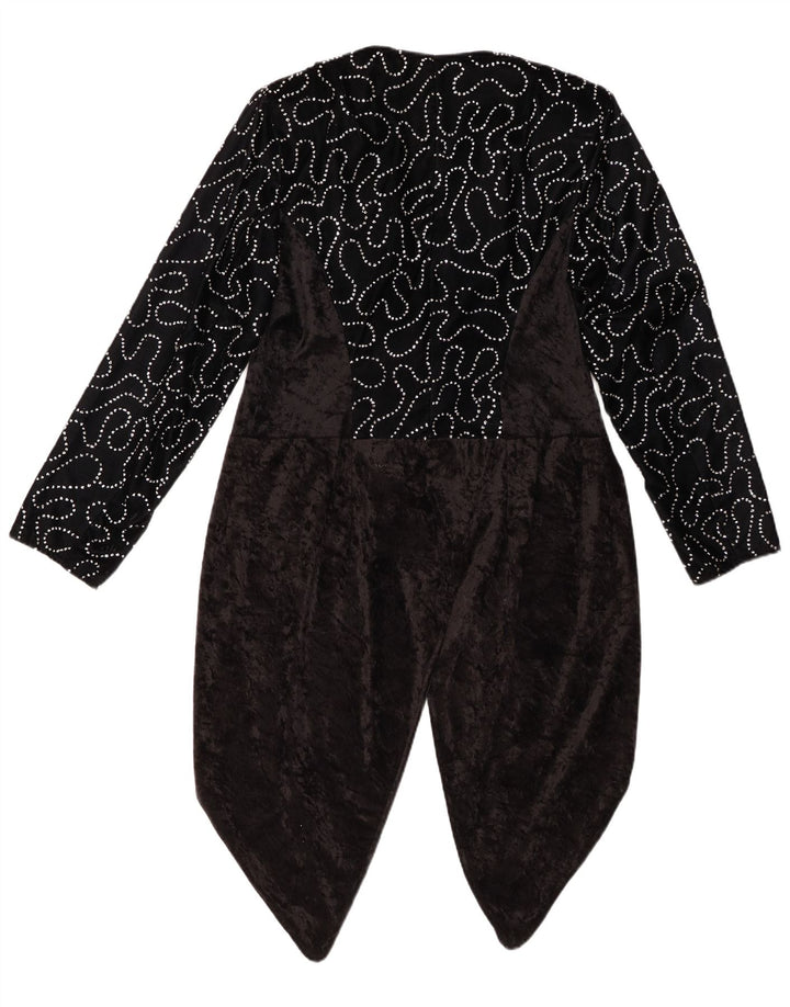 VINTAGE Damska marynarka frakowa w abstrakcyjny wzór IT 42 Średnia czerń