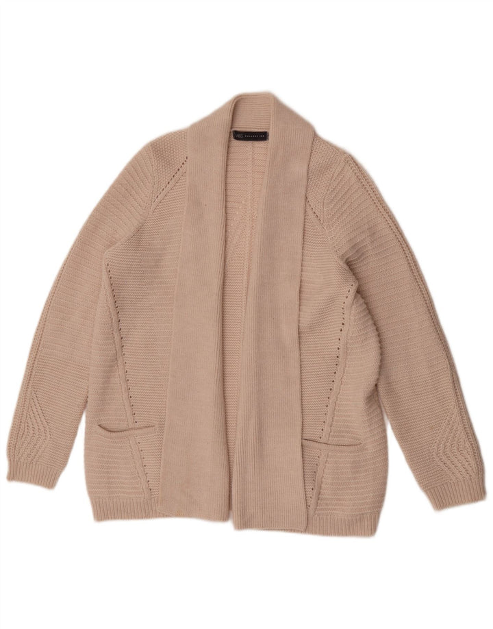 Marks & Spencer Damski sweter rozpinany UK 16, duży, beżowy, akrylowy