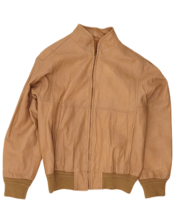 Damska skórzana kurtka bomber w stylu vintage IT 48 XL beżowa