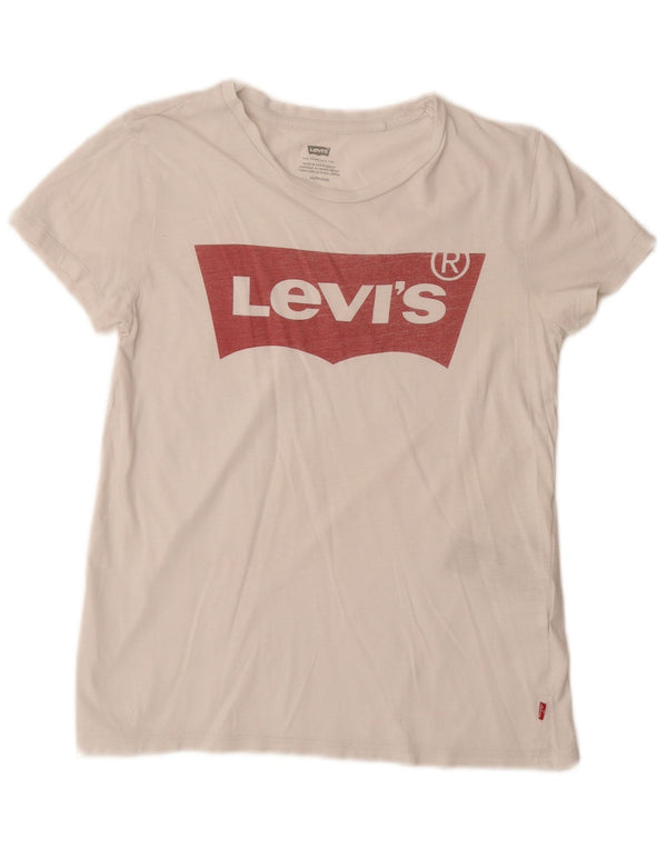 Damska koszulka z grafiką LEVI'S Top UK 6 XS, biała bawełna
