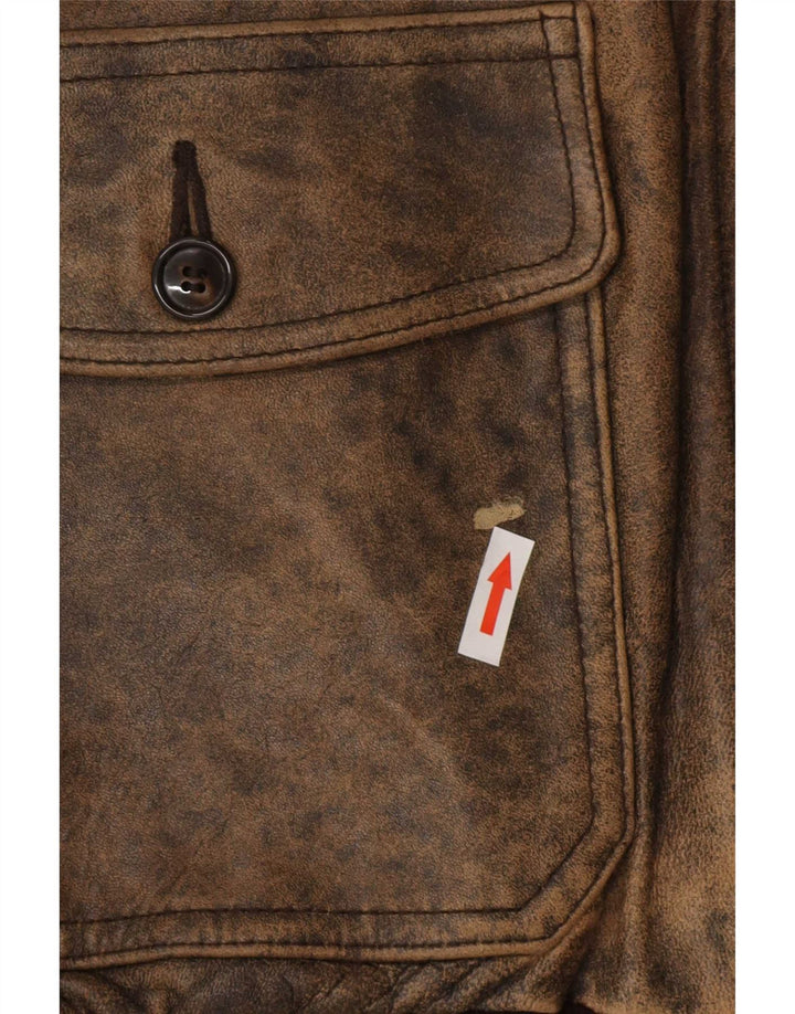Męska skórzana kurtka lotnicza Schott Graphic Flight Aviator UK 42 XL, brązowa skóra