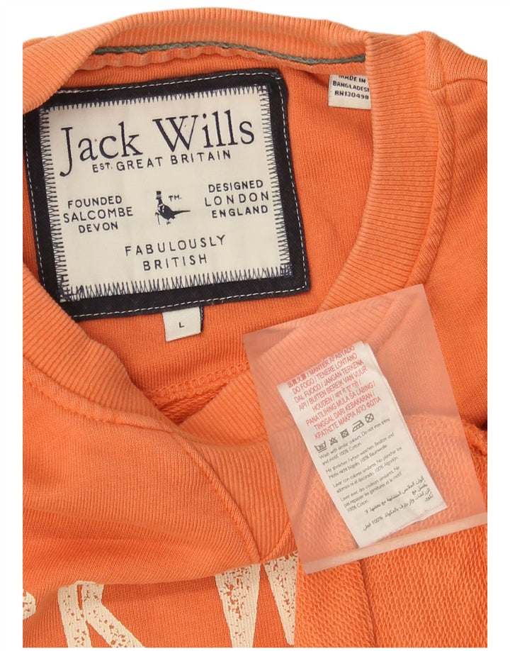Męska bluza z grafiką Jack Wills, duża, pomarańczowa, bawełniana w bloki kolorów