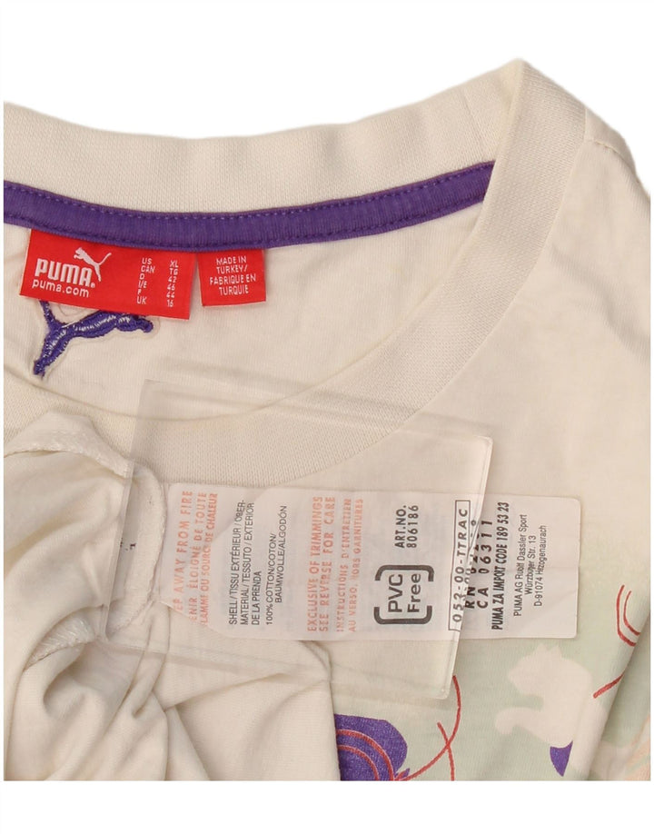 Damska koszulka z grafiką PUMA Top UK 16, duża, biała bawełna