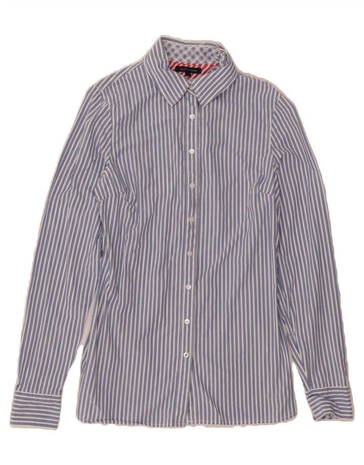 TOMMY HILFIGER Womens Shirt US 6 Medium Blue Pinstripe Cotton Vintage Tommy Hilfiger and Second-Hand Tommy Hilfiger from Messina Hembry 