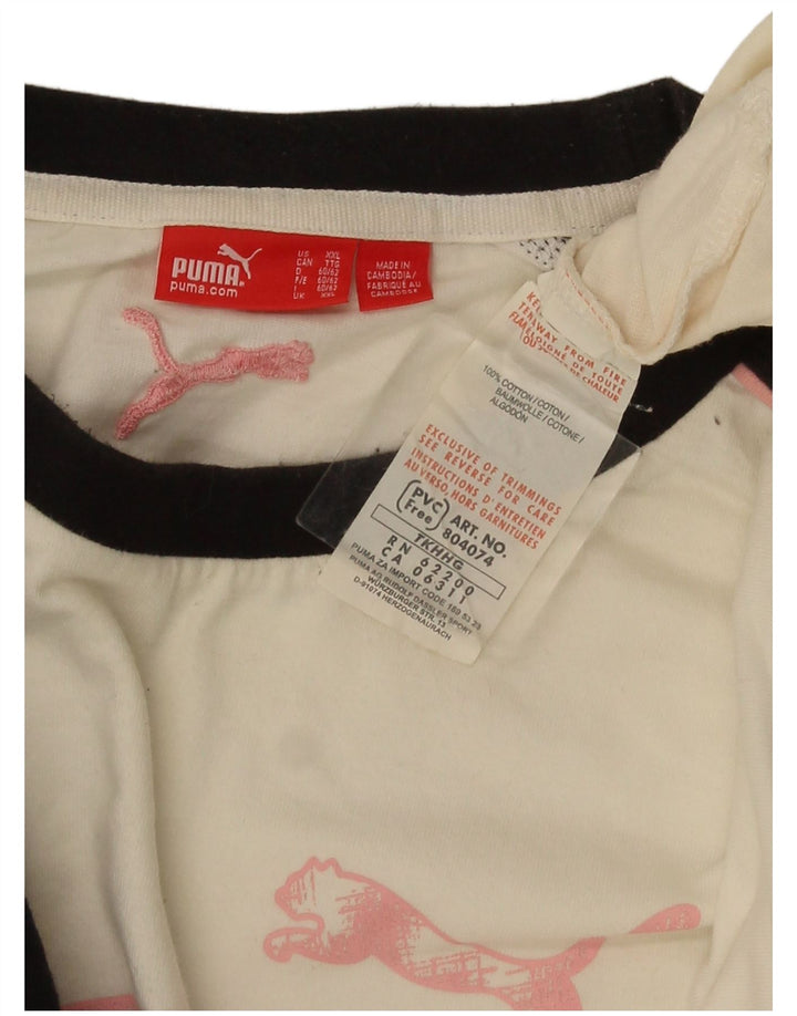 Męska koszulka Puma z grafiką, długim rękawem 2XL, biała, bawełniana z blokami kolorów