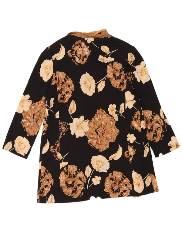 Luisa Spagnoli Womens Longline Cardigan Sweater UK 14 Medium Black Floral