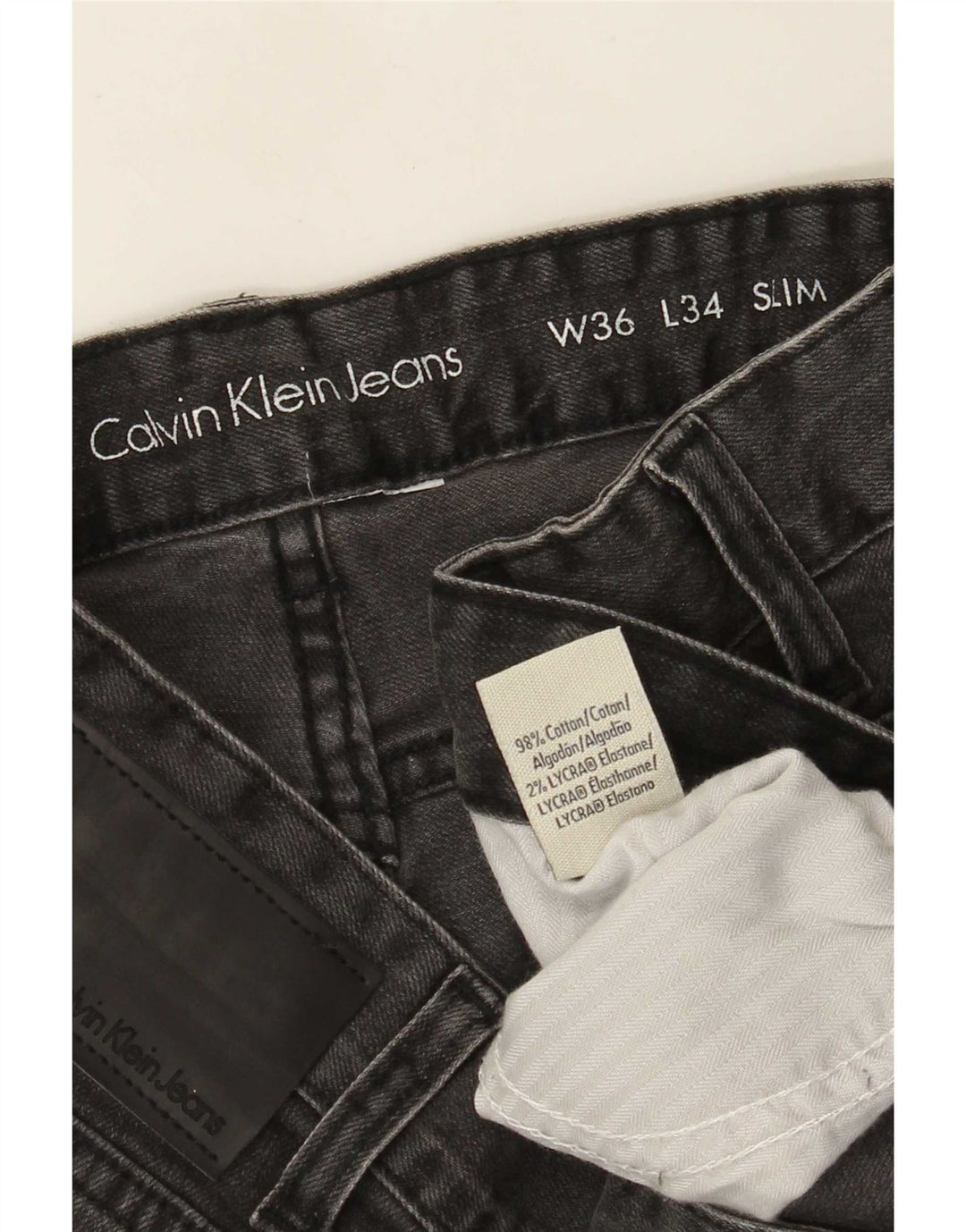 Męskie dżinsy Calvin Klein W36 L34 Szara bawełna