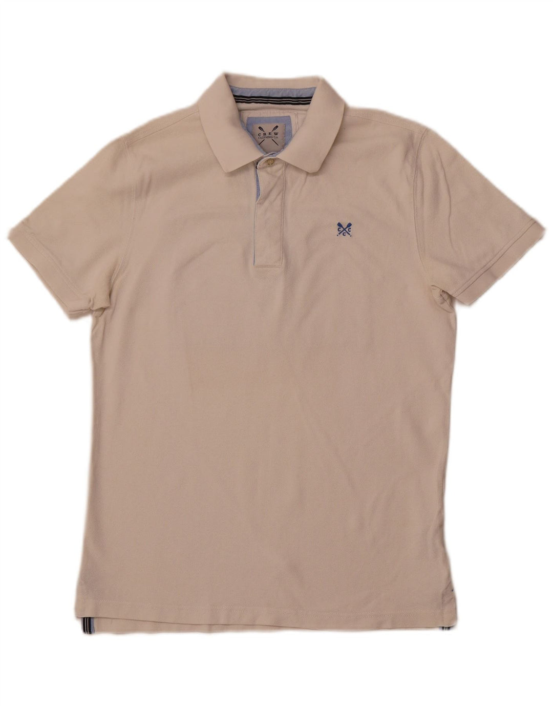 CREW CLOTHING Męska koszulka polo z grafiką, średnia biała bawełna