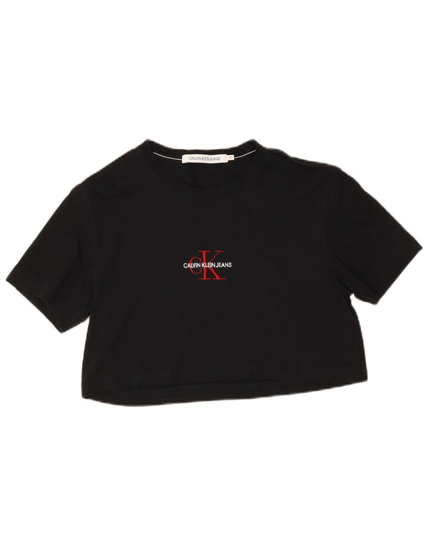 T-shirt damski Calvin Klein Jeans Crop Graphic Top UK 14 Średni czarny