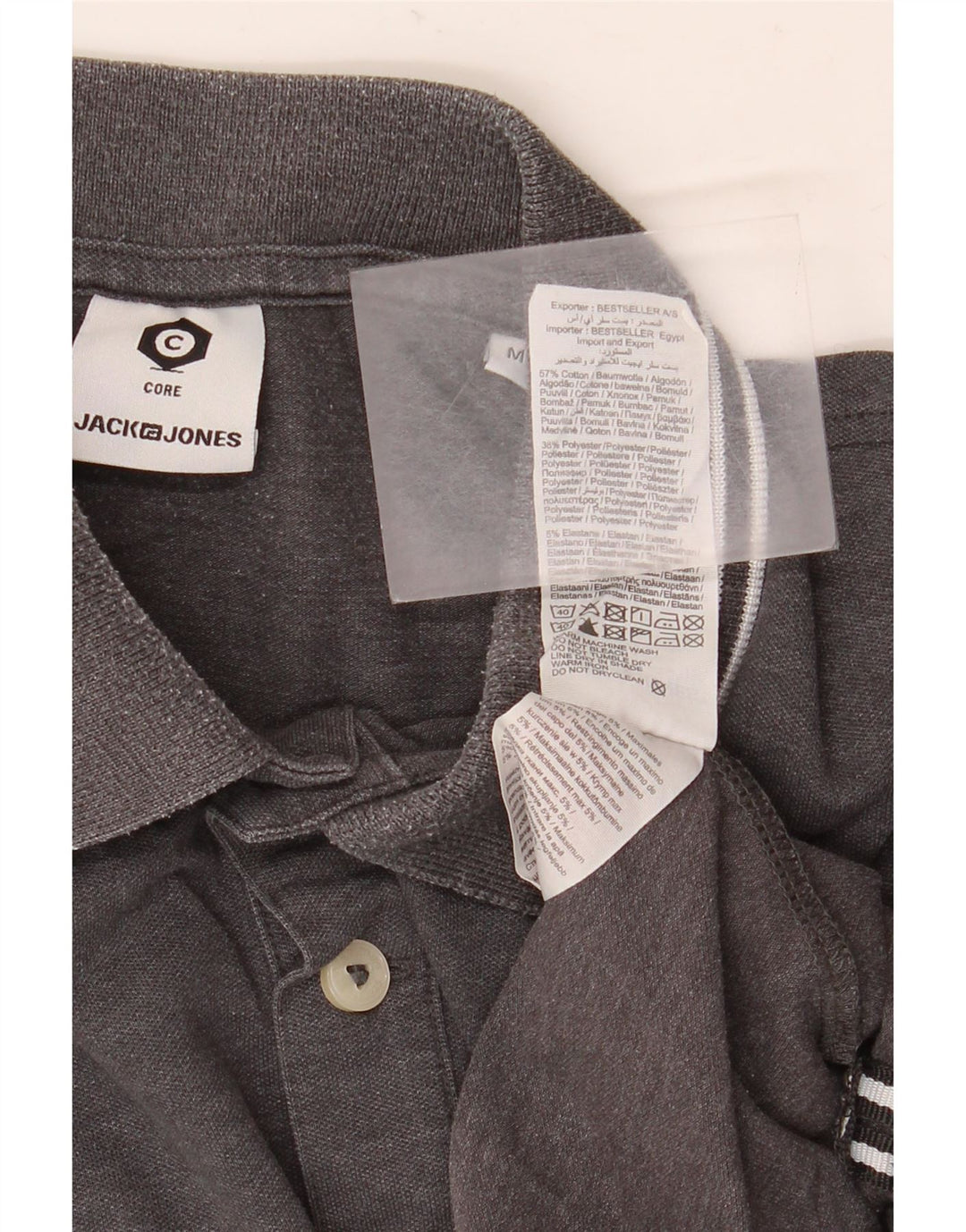 Męska koszulka polo Jack & Jones, średnia szara bawełna w plamki