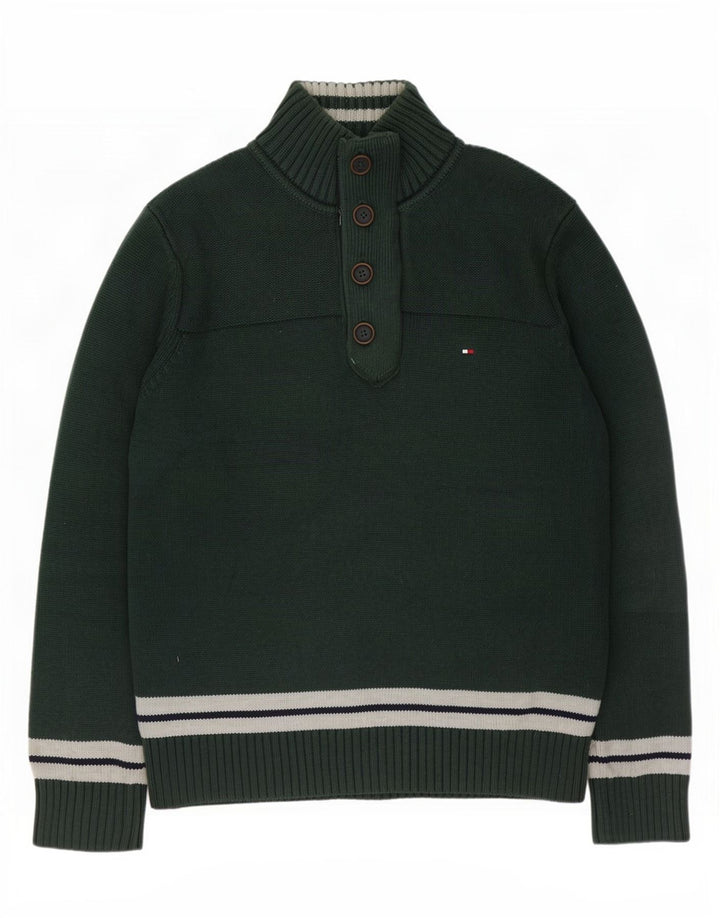 Męski sweter zapinany na guziki Tommy Hilfiger, duży, zielony, z blokami kolorów