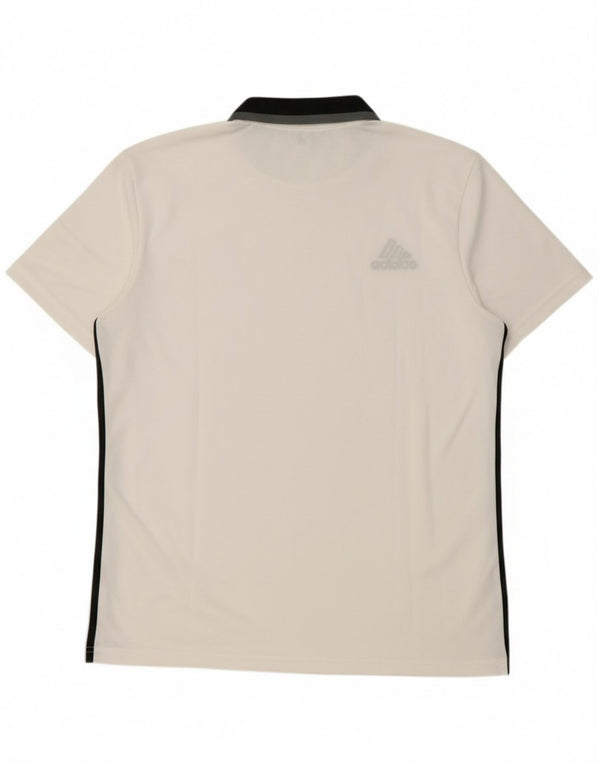 Męska koszulka polo Adidas Climalite, duża, biała, z poliestru