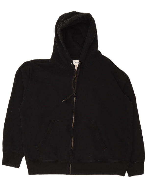 Marks & Spencer Womens Zip Hoodie Sweater UK 18 XL Black Cotton