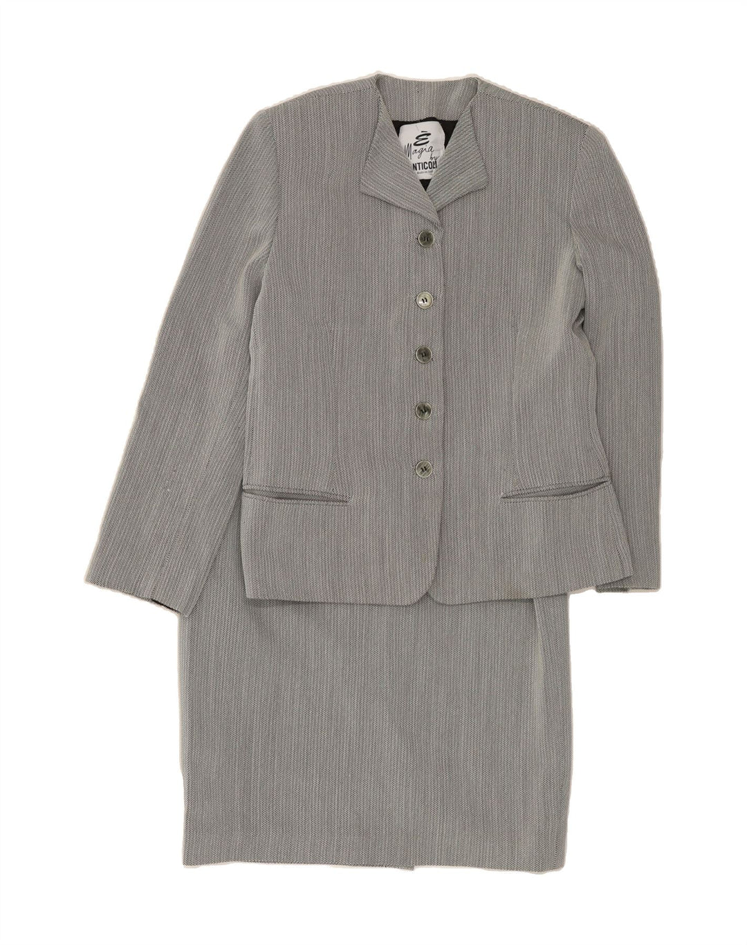 ANTICOLI Womens 2 Piece Skirt Set UK 12 Medium W28  Grey Herringbone Vintage ANTICOLI and Second-Hand ANTICOLI from Messina Hembry 